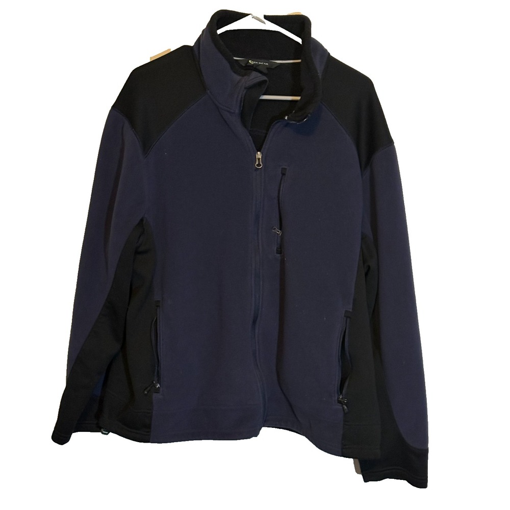 Tek Gear Men's L Dark Blue/Black Warm Gear Full Zip Fleece Jacket Active Outdoor